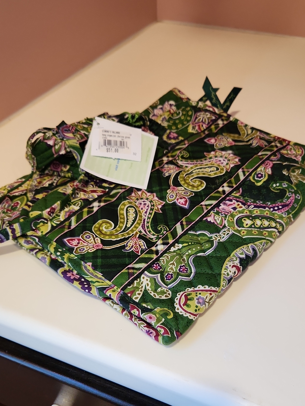 Vera Bradley Green Paisley Hanging Organizer NWT Chelsea Green Retired